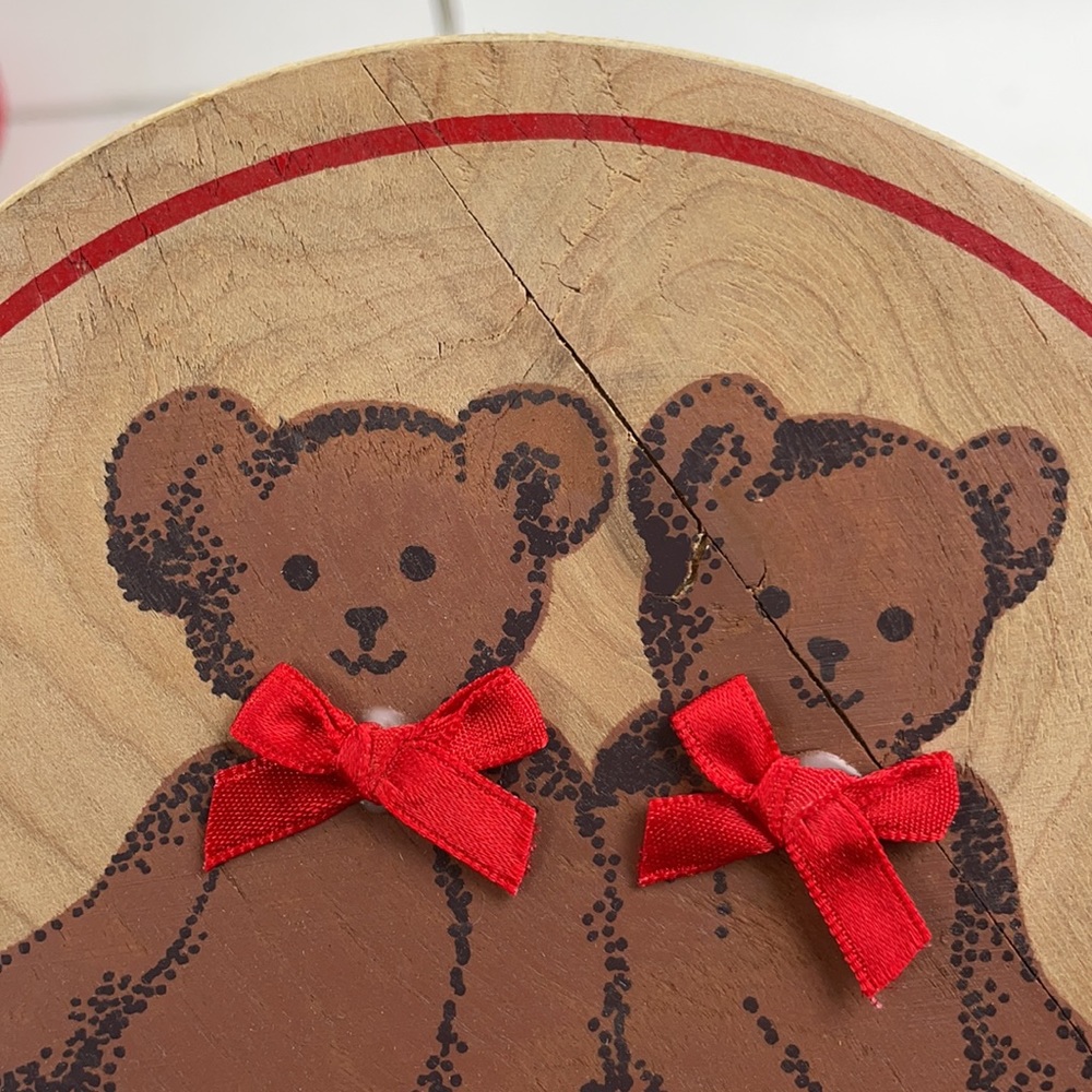 Set of 2 Teddy Bear Bentwood Boxes & Wooden Christmas Ornament - Picture 6 of 9